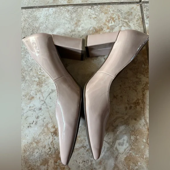 Marc Fisher minimalist Pointed Block Heel Pumps - Nude Pink - Picture 3 of 5